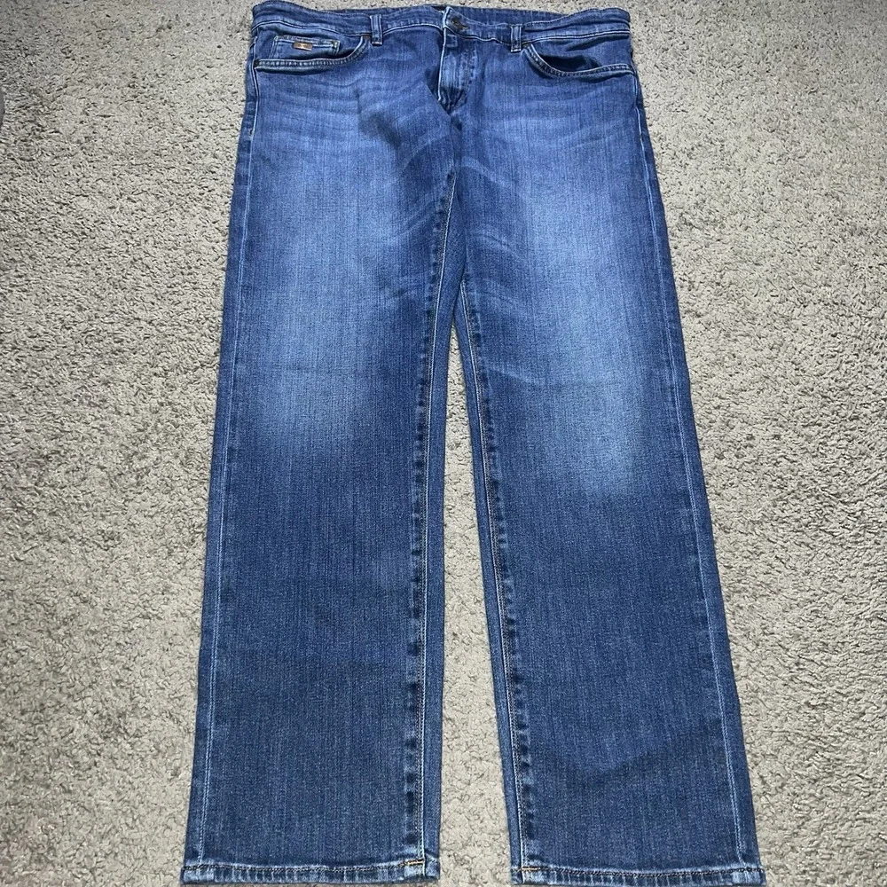 Hugo Boss Delaware Jeans Mens 38x32 Blue Slim Fit Denim Zip Stretch